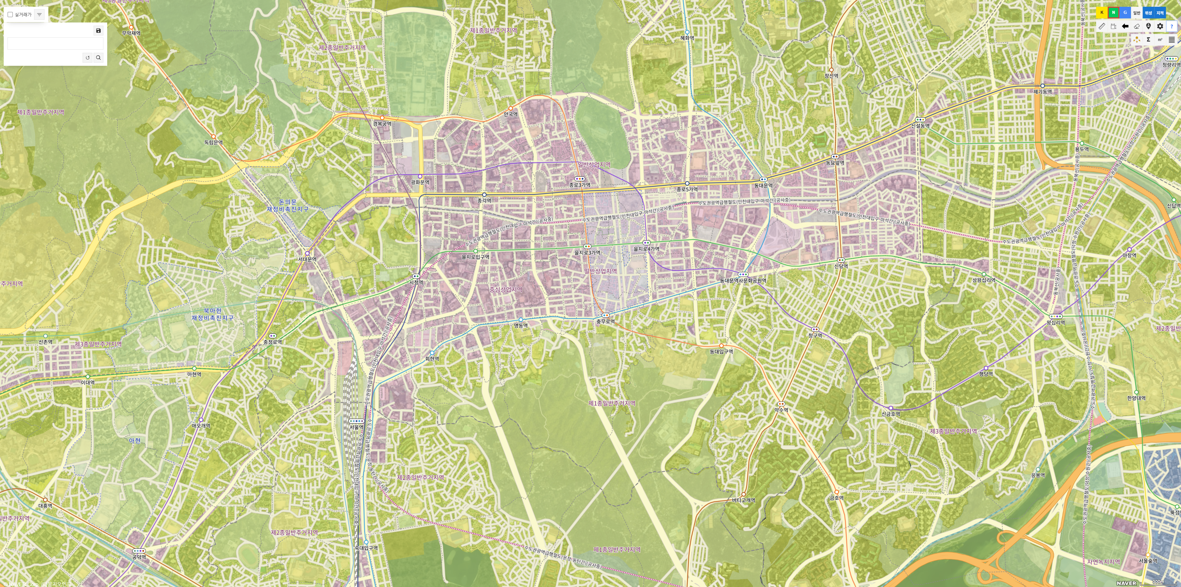 지적도 표시 화면